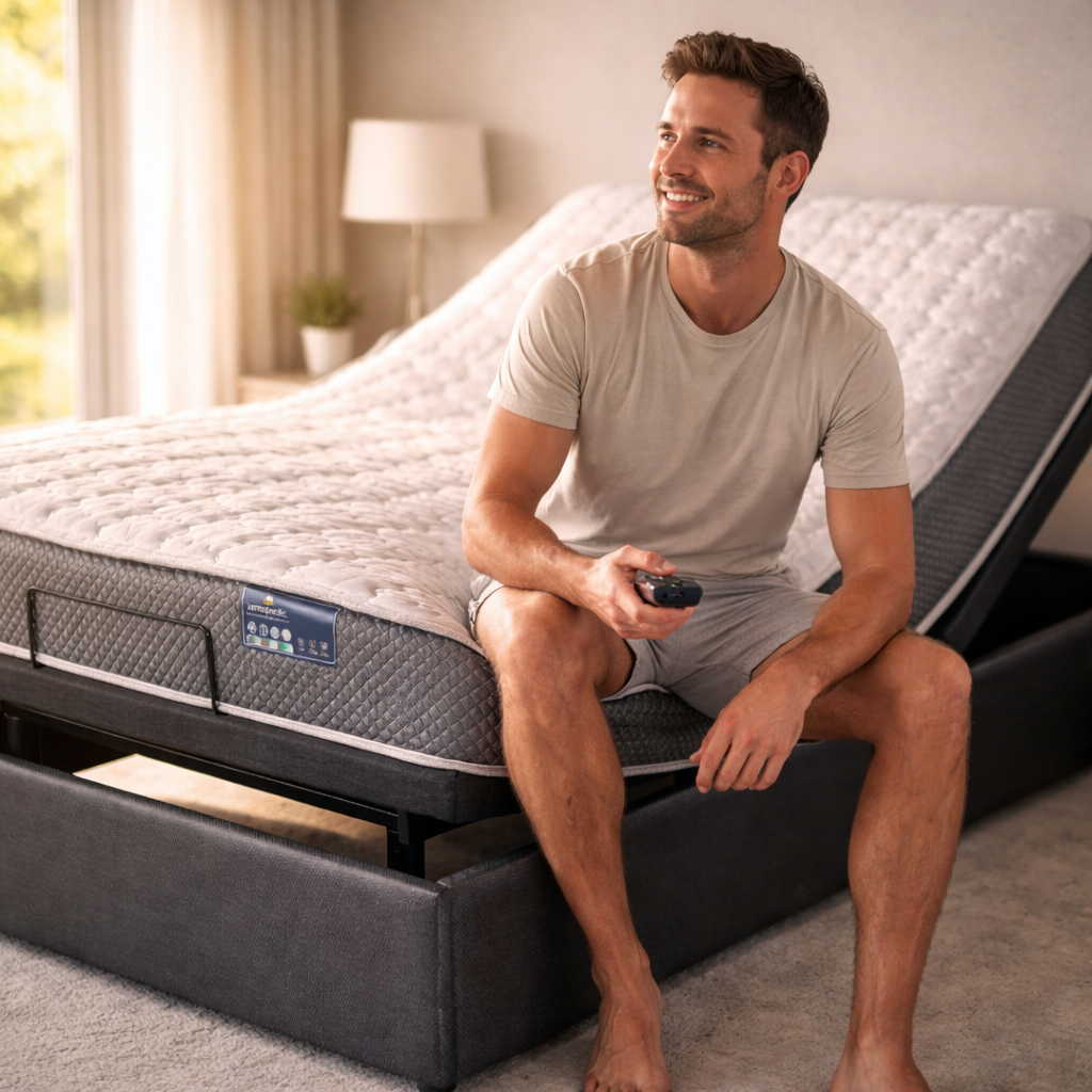 Dreamotion Adjustable Foundation And Serta Carina Mattress Set