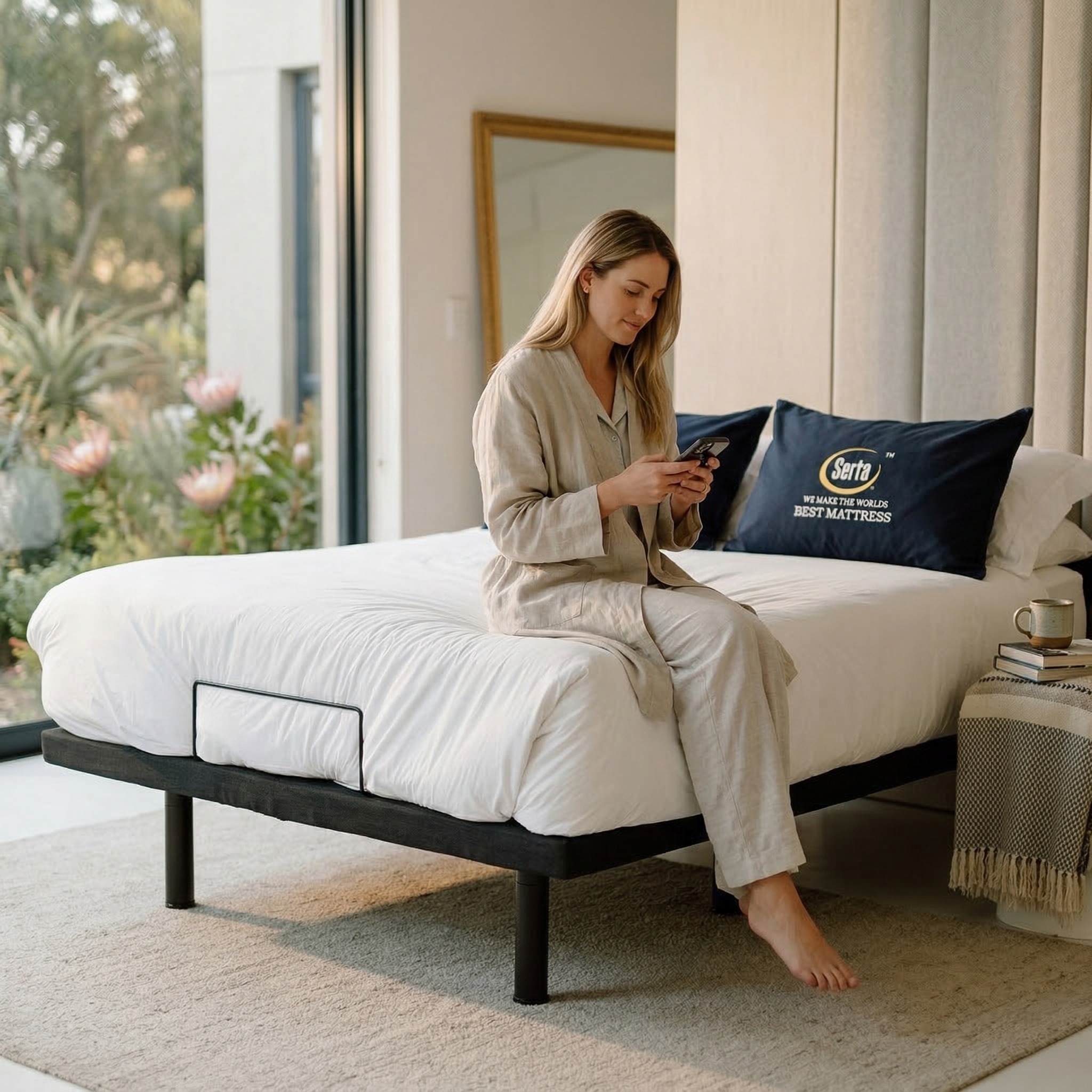 Dreamotion Adjustable Foundation And Serta Carina Mattress Set